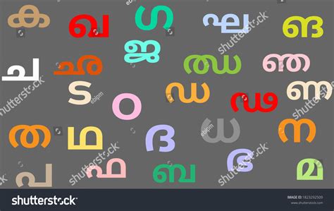 Indian State Kerala Language Malayalam Consonants Stock Illustration ...