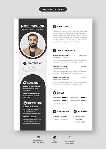 Free PSD | Clean and modern resume portfolio or cv template