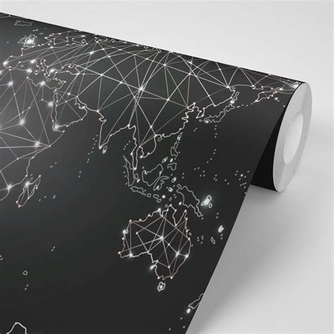 Wallpaper black and white world map | Dovido.com