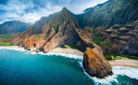 Nature, Landscape, Aerial View, Coast, Beach, Cliff, Sea, Mountain ...