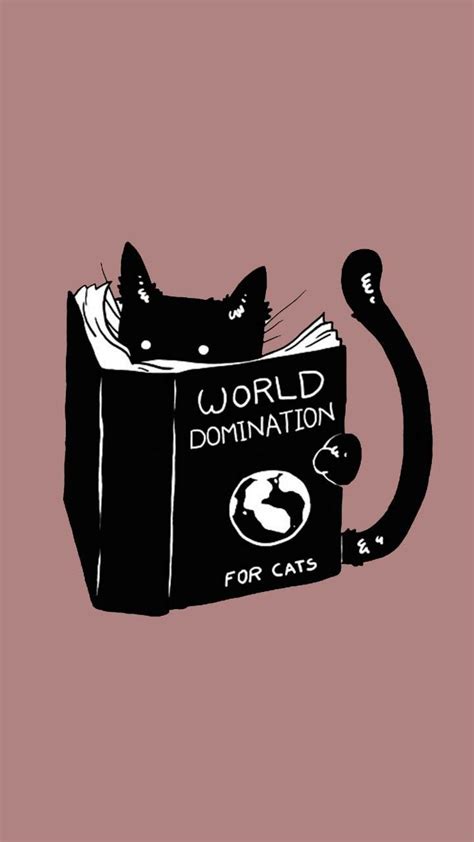 Cat reading world domination book | Cat phone wallpaper, Cat wallpaper, Cat art