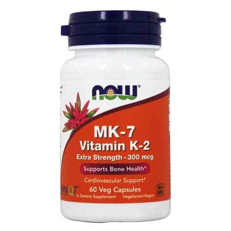 NOW Foods - MK-7 Vitamin K2 Extra Strength Bone Health Support 300 mcg. - 60 Vegetable Capsule(s ...