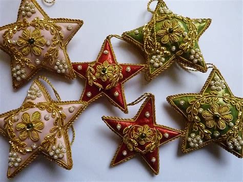 Vintage Christmas Decorations Indian Beaded by pinkneonvintage