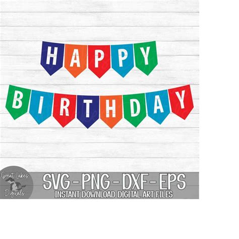 Happy Birthday Banner - Instant Digital Download - svg, png, - Inspire Uplift