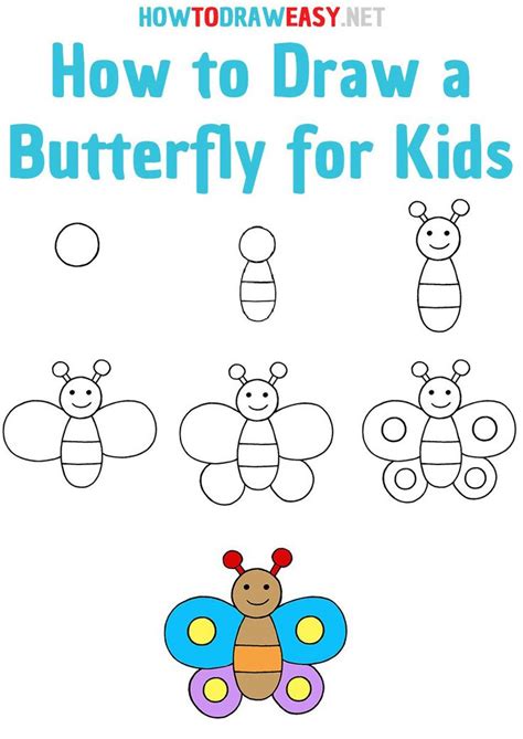 How to Draw a Butterfly step by step | Drawing lessons for kids, Drawing images for kids ...