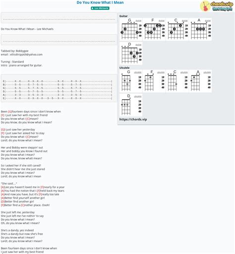 Chord: Do You Know What I Mean - tab, song lyric, sheet, guitar ...