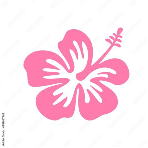 Vector illustration of tropical Hibiscus flower isolated on white background. Blooming Hibiscus ...