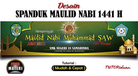 Desain Spanduk Maulid Nabi 1441 H dengan CorelDRAW - TUTORiduan.com