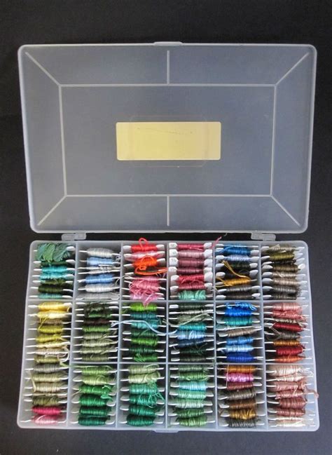 Embroidery Floss Assorted Colors 131 Cards in Clear Plastic Organizer ...