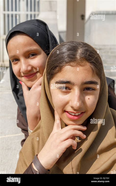 Islamic Republic of Iran. Tehran. Iranian school girls Stock Photo - Alamy