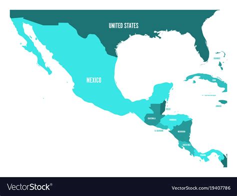 Political map of central america and mexico Vector Image