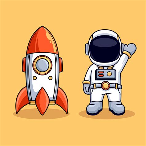 astronaut and rocket cute mascot vector illustration 5076527 Vector Art ...