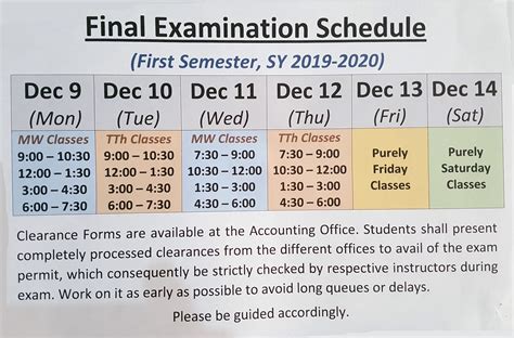 College Final Examination Schedule – Cordillera Career Development College