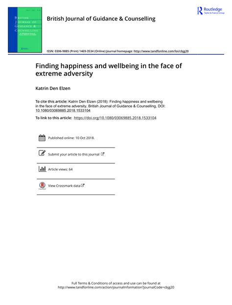 (PDF) Finding happiness and wellbeing in the face of extreme adversity