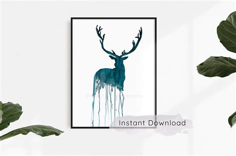 Instant Download Deer Watercolor Painting Abstract Painting | Etsy