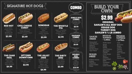 Black chalk hot-dog menu design | Digital Signage Template | Fast food ...