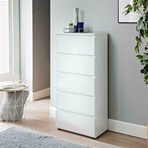 Buy spot on dealz® White Chest of Drawers Bedroom 5 Drawer Modern Slim ...