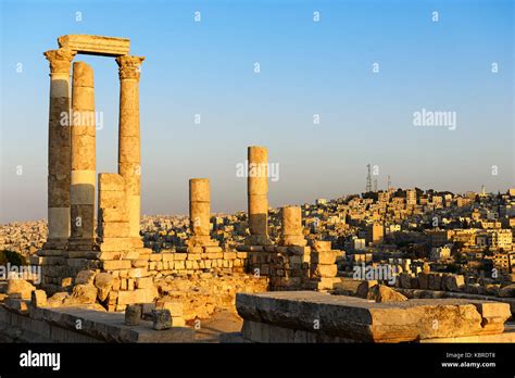 Ancient Roman Philadelphia, Temple of Hercules at the Citadel, Amman, Jordan Stock Photo - Alamy