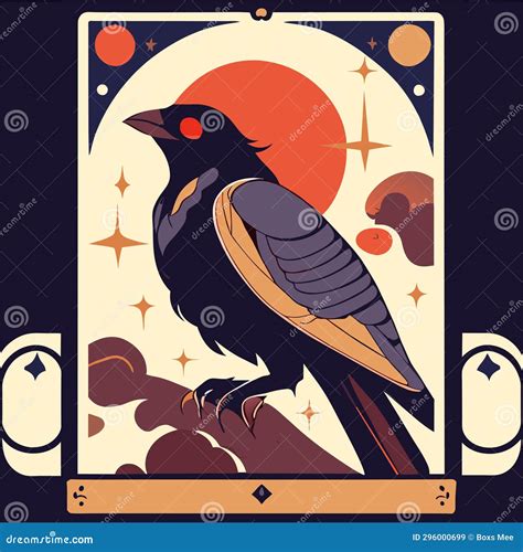 Crow on the Background of the Moon and Stars. Vector Illustration Generative AI Stock Vector ...