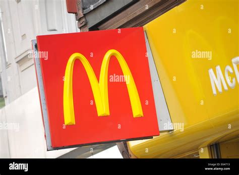 LONDON, UK - FEBRUARY 3, 2011: Close up of McDonalds logo in central ...