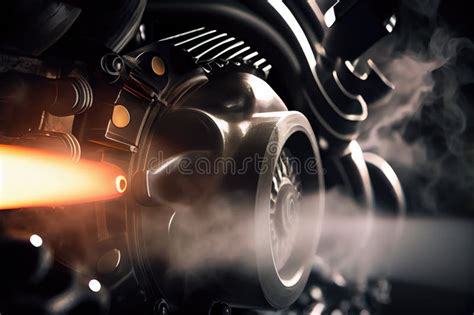 Close-up of a Car Engine with Smoke Coming from the Exhaust Stock Photo - Image of motion ...