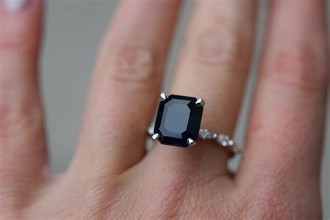 Black sapphire ring. Goth Ring. 6.6ct Midnight Blue Sapphire Ring White ...