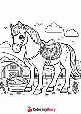 Horse Farm Coloring Page Free PDF Printable sketch template