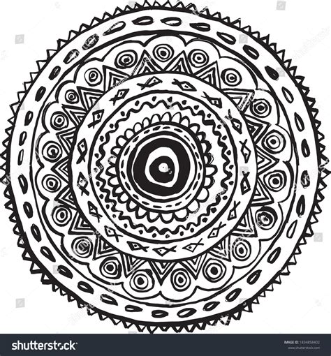 Tribal Doodle Mandala Rustic Design Isolated Stock Vector (Royalty Free ...