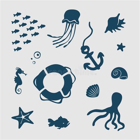 Set Of Vector Symbols Sea Stock Vector - Image: 67582526