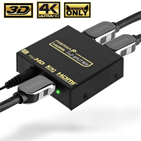 4K HDMI Splitter, Fosmon 1x2 HDMI Powered Splitter - Supports Full Ultra HD , 1080p , Blu-ray ...