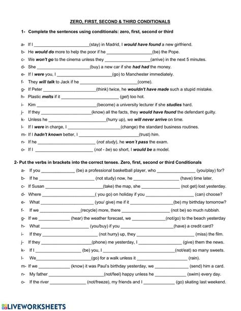 CONDITIONAL SENTENCES (ZERO FIRST SECOND AND THIRD)