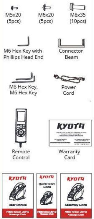 Kyota M680 Kaizen Massage Chair Instruction Manual