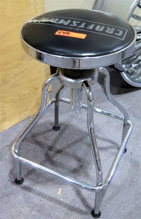 Craftsman Logo Shop Stool 4 Metal Legs w/ Black Seat - Oahu Auctions