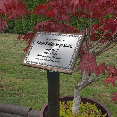 Memorial Tree Plaque in Stainless Steel | Bombay Engraving Co