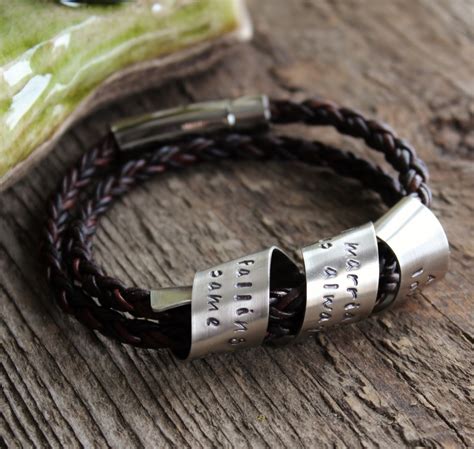 Personalized Secret Spinning Message Bracelet-Hand Stamped Unisex Mens | 2 Sisters Handcrafted