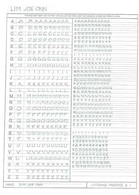 Lettering Practice Worksheet Architectural Lettering Guide Pdf | Meetweird Writter