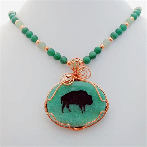 Aventurine Buffalo Spirit Totem Natural Stone Necklace - Etsy