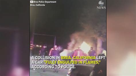 Police rescue man from fiery car - Good Morning America