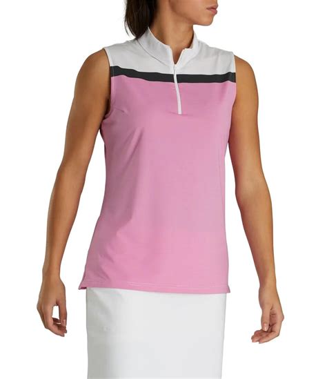 FootJoy Women's Lisle Zip Sleeveless Golf Shirts