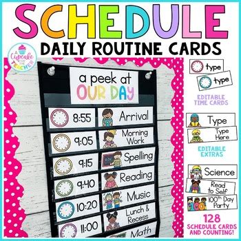 Classroom Daily Visual Schedule Cards EDITABLE | Class Schedule | TpT