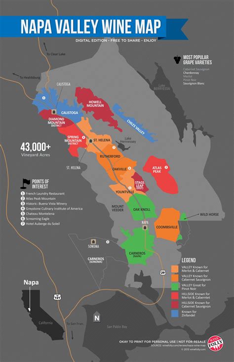 Napa Valley AVA Summary & Regional Wine Guide • Winetraveler | Wine map, Napa valley map, Wine folly