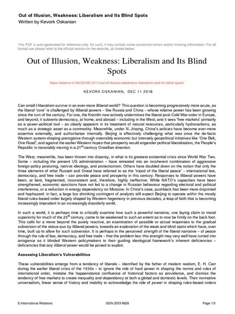 Out of Illusion Weakness Liberalism and Its Blind Spots | Download Free PDF | Liberalism | Democracy