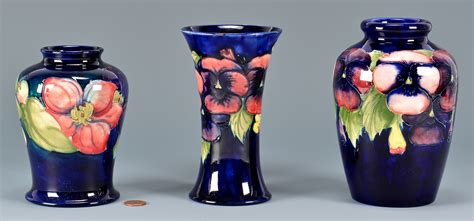 Lot 738: 3 English W. Moorcroft Pottery Vases, Floral Desig | Case Auctions