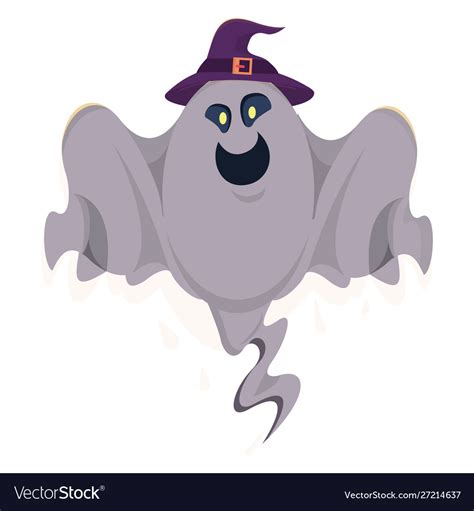 Halloween ghost floating with witch hat Royalty Free Vector