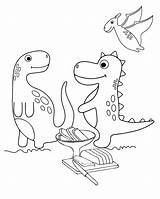 Dino Picnic Coloring Page sketch template