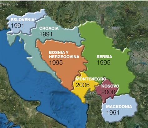 Mapa - La Disolución de Yugoslavia [Breakup of Yugoslavia Map]