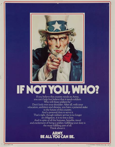 If Not You, Who? Army, be all you can be. Recruiting Poster | David Pollack Vintage Posters