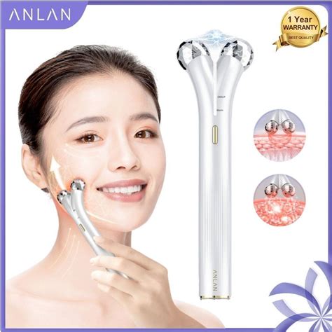 ANLAN Face Roller Massager Hot Compress EMS Micro Current V Face ...