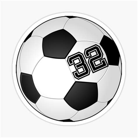 "Football Soccer Player Jersey No 32 Back Number #32 Ball Sport Sticker Gift" Sticker for Sale ...