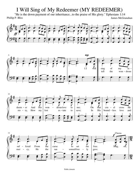 I Will Sing of My Redeemer MY REDEEMER sheet music for Piano download free in PDF or MIDI